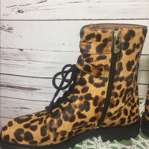 🌸NWOB Antonio Melani Dyed Cow Hair Combat Style Boots - Picture 7 of 12